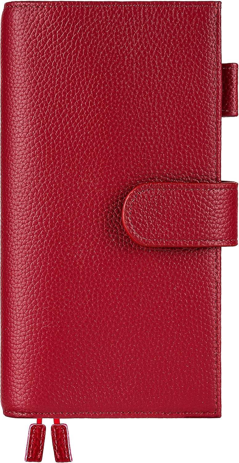 Ox Knight Leather Cover for Hobonichi Weeks/Weeks Mega - with Pen Loop, Card Slots, Back Pocket, and Bookmarks (Red) - Image 1